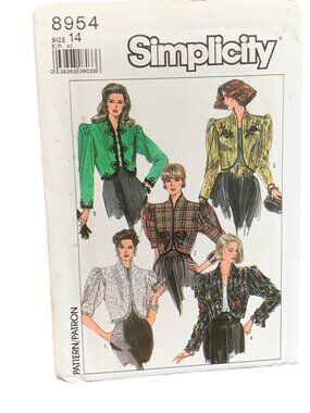 Simplicity Pattern 8954 Womens Jacket Size 14 1980s Fashion Sewing Uncut